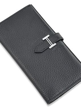 Authentic Hermes Béarn Leather wallet, Black color
